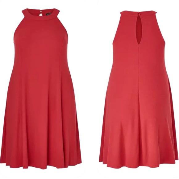 Torrid Red Burnt Orange Mini Rib Trapeze Halter Sleeveless Dress Size 2X 2 - Picture 1 of 14
